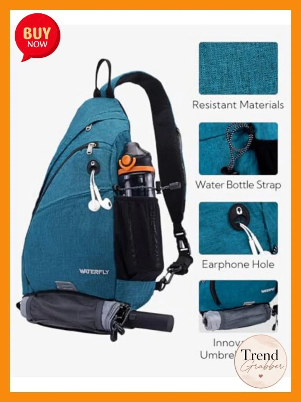 Nylon Sling Backpack Crossbody Shoulder Bag for Travel Hiking Cycling Daypack